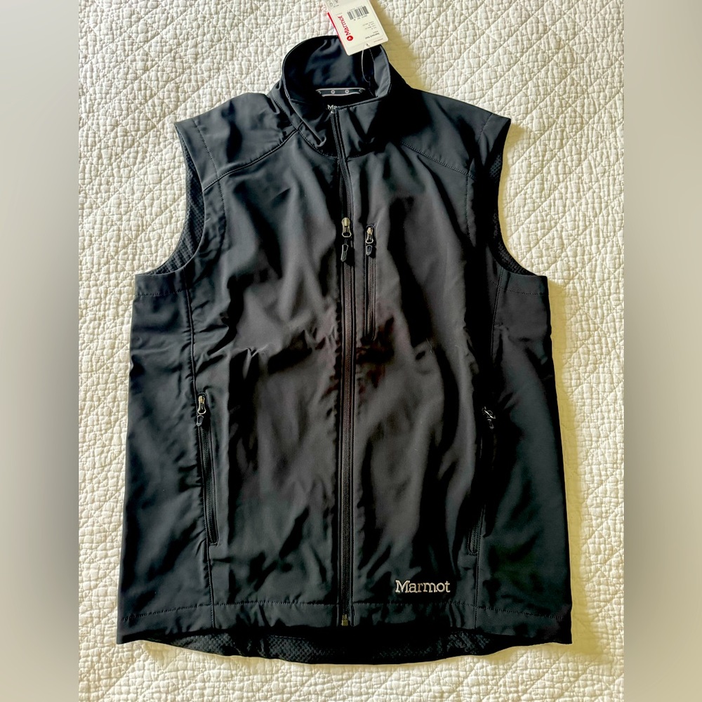 NEW MARMOT Approach Black Vest Water Repellent Breathable Mens MEDIUM NWT